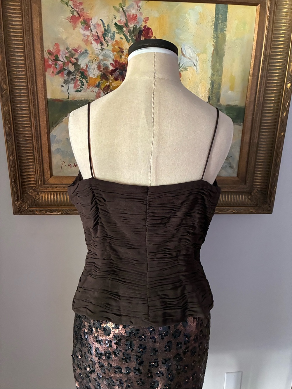 Vintage 90s Silk Glam Tank Blouse Size 12 - Picture 4 of 5